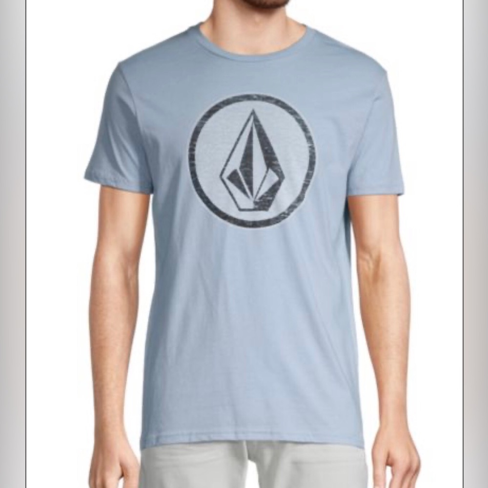 Volcom Diamond Circle T-Shirt Men's Baby Blue Graphic Tee SZ S NEW